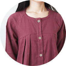 前開き 胸元切替タック