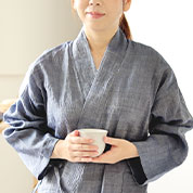 近江ちぢみ麻レディース作務衣