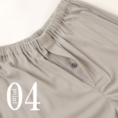 公共の場所にも安心な前立て（社会の窓）つき