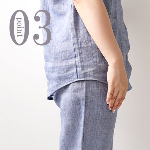 お尻が少し隠れる後ろすそ丈。シャツのスワローテールを採用