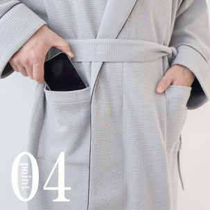 コットンワッフルニットメンズバスローブのデザイン4