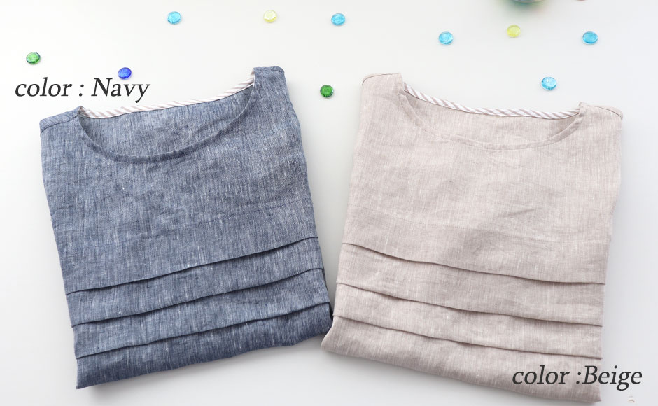 半袖三段タックリネンパジャマ