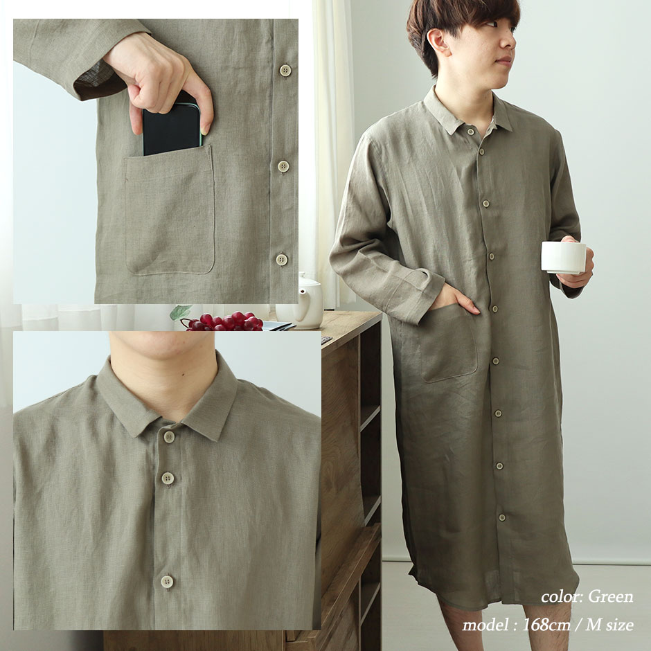 パジャマっぽく見えない適度な高さの立ち襟