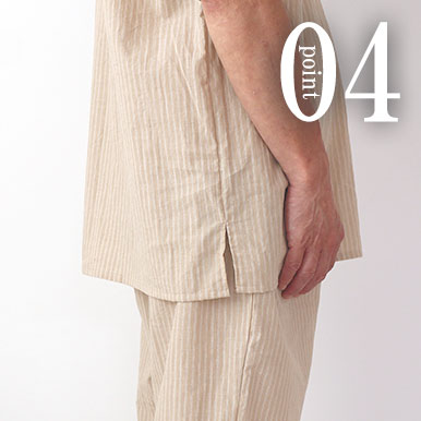 両サイドに8cmのスリットつきで眠りやすく、動きやすい