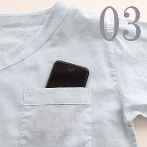 お尻が少し隠れる後ろすそ丈。シャツのスワローテールを採用