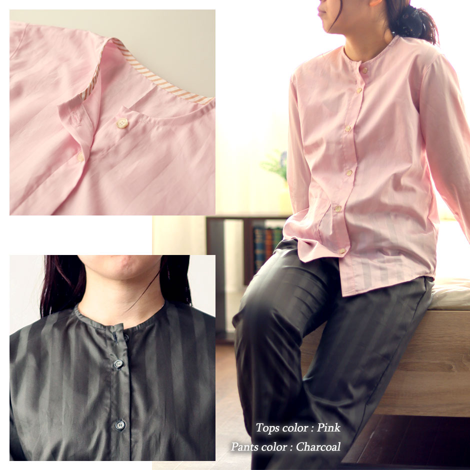 あのホテルに常備されているサテンストライプのスリーパーをぜひ、ご家庭でも。