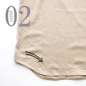 すそのボリュームあるアール部分がおしゃれ度アップ！部屋着としても