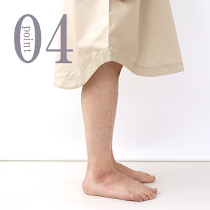 膝が少し隠れる程度の裾丈