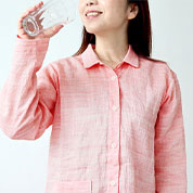 近江ちぢみ長袖襟ありパジャマ