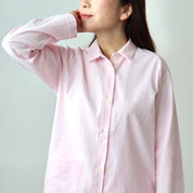 先染めサッカーストライプレディースパジャマ