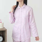 ピーチフレッシュダブルガーゼ長袖ヘスモールカラーパジャマ