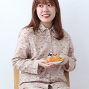 花柄ダブルガーゼ長袖襟ありパジャマ