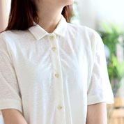 ニットリネン半袖襟ありパジャマ