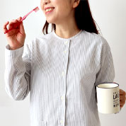 先染めサッカーストライプレディースパジャマ