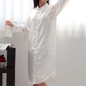 川俣シルクサテン長袖襟ありワンピース