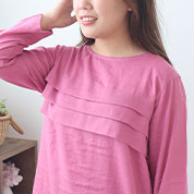 80オーガニック超長綿ダブルガーゼ胸元3段タックパジャマ