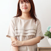 先染めフランスリネン半袖3段タックパジャマ