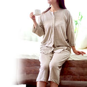ニットリネン七分袖丈パジャマ