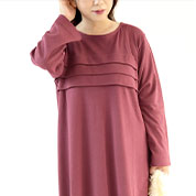 コットンムース3段タックワンピース