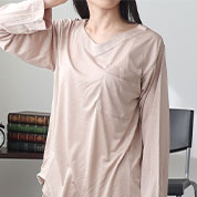 シルクニットVネックかぶりパジャマ