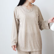 ニットリネンVネックかぶりパジャマ