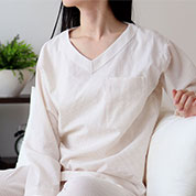 サッカーストライプVネックかぶりパジャマ