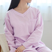 ニットサッカーVネックかぶりパジャマ