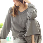 天竺ニットVネックかぶりパジャマ