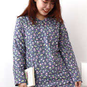 花柄ダブルガーゼVネックかぶりパジャマ