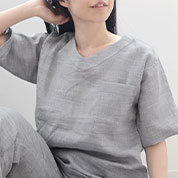 ニットリネンVネック半袖パジャマ