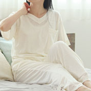 ニットリネンVネックはん