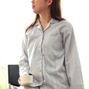 サテンストライプ開襟パジャマ