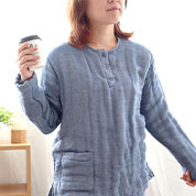 6重ガーゼヘンリーネックかぶりパジャマ