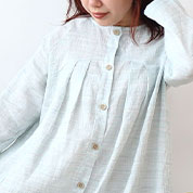 近江ちぢみ胸元切替タックワンピース