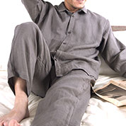 フランスリネン長袖襟ありパジャマ