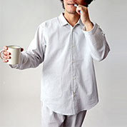 先染めサッカーストライプメンズパジャマ