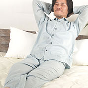 1重ガーゼ長袖襟ありパジャマ