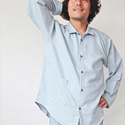 ダブルガーゼ長袖襟ありパジャマ