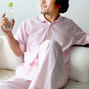 サッカーストライプ半袖襟ありパジャマ