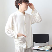 シルクニットバンドカラーパジャマ