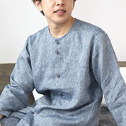 60先染めフランスリネンメンズパジャマ