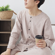 コットンワッフルニットスモールカラーパジャマ