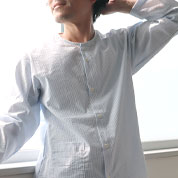 先染めサッカーストライプメンズパジャマ