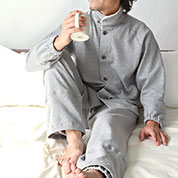 裏起毛スウェットヒートネックコットンパジャマ