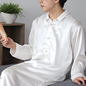 川俣シルクサテン長袖襟ありスリーパー