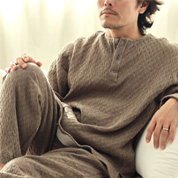 ニットキルトヘンリーネックパジャマ