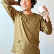 コットンムースヘンリーネックパジャマ