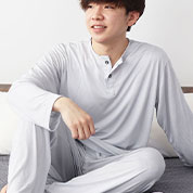 シルクニットヘンリーネックパジャマ