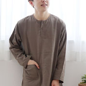 ピーチフレッシュダブルガーゼ長袖ヘンリーネックパジャマ