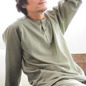 スーピマ超長綿ヘンリーネックパジャマ